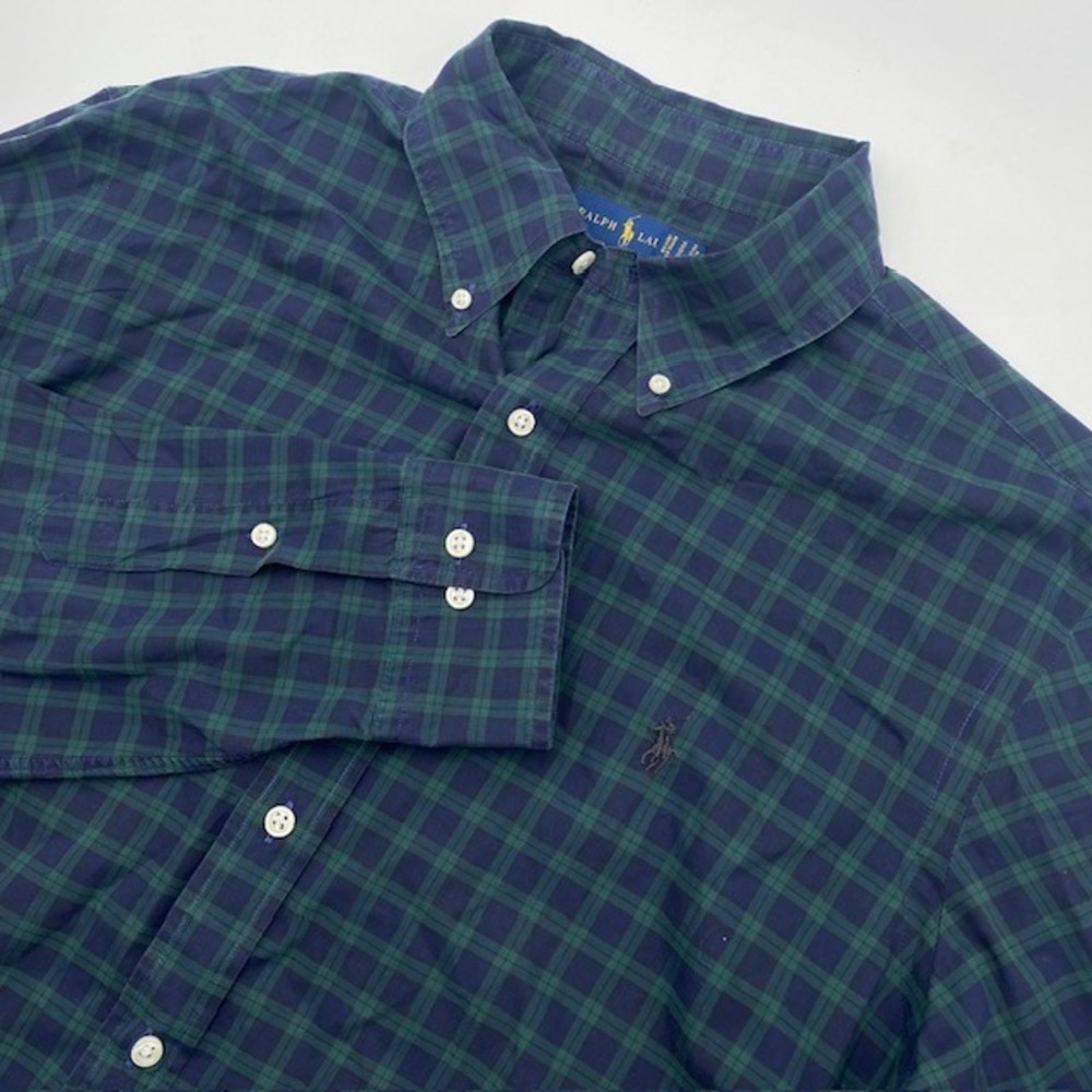 Polo Ralph Lauren Blackwatch Plaid Button Down Shirt Mens XL Navy Green L/S